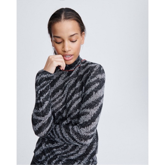 Tops - rag & bone zebra shaw jersey turtleneck black, white & red